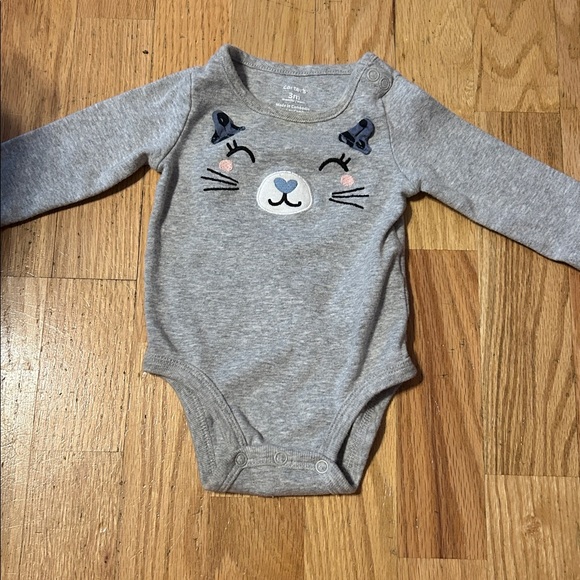 Carter's Gray Cat Face Bodysuit - Picture 1 of 2